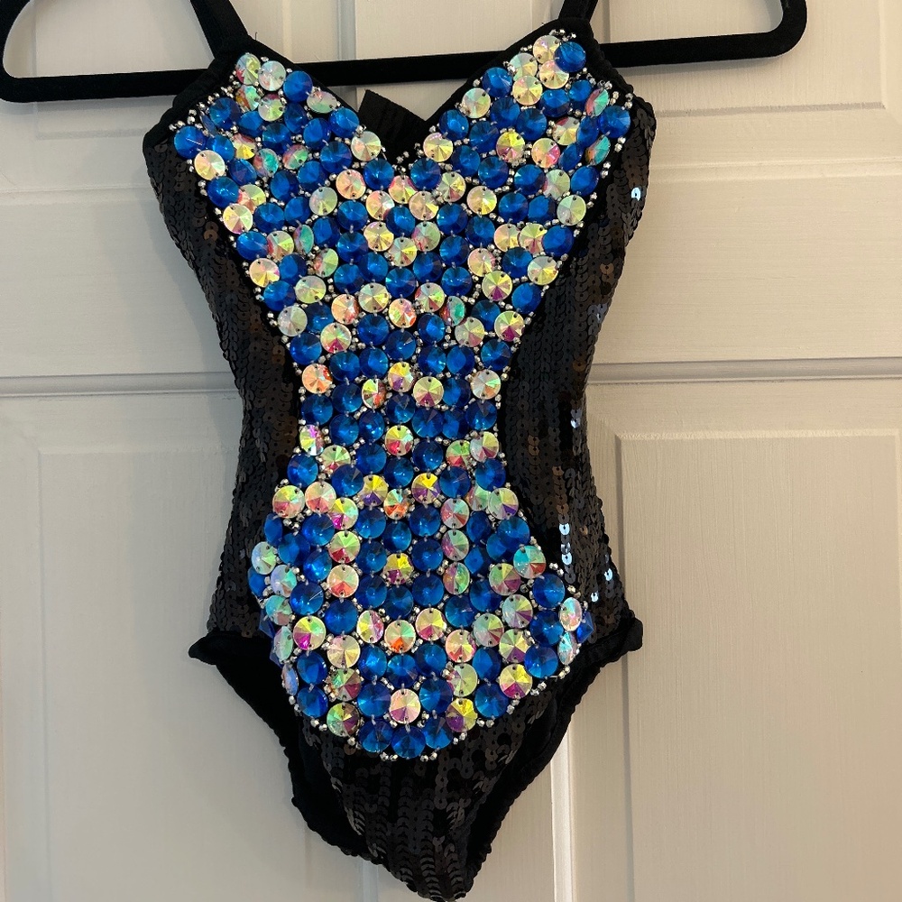 Blue, Black and silver Stunning Glamor Dance costume